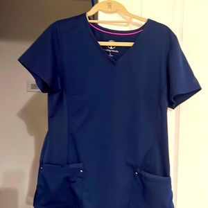 Large navy blue scrub top